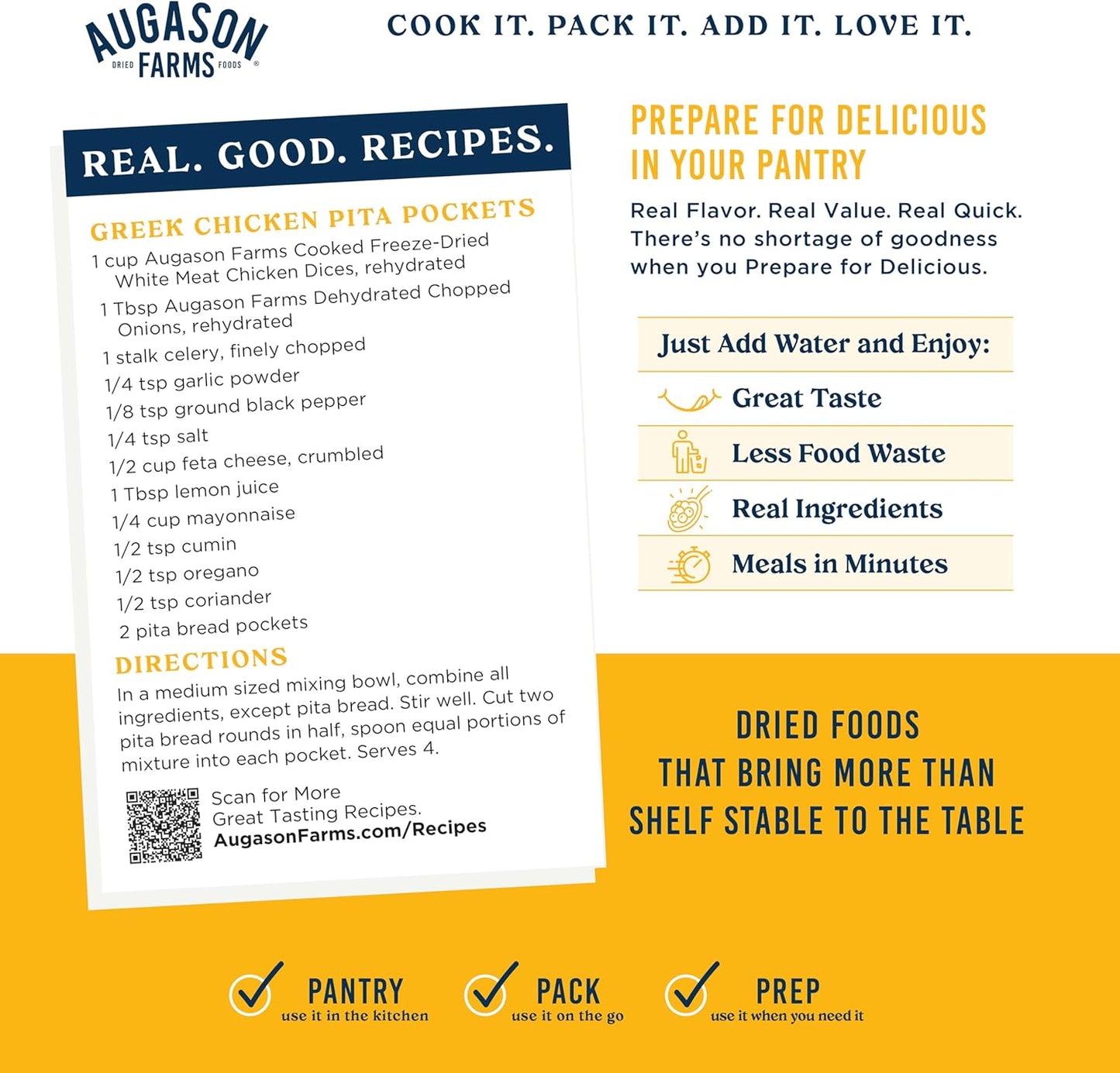 Augason Farms Cooked Freeze Dried White Meat Chicken Dices Can, Emergency Food Supply, Everyday Meals, 15 Servings