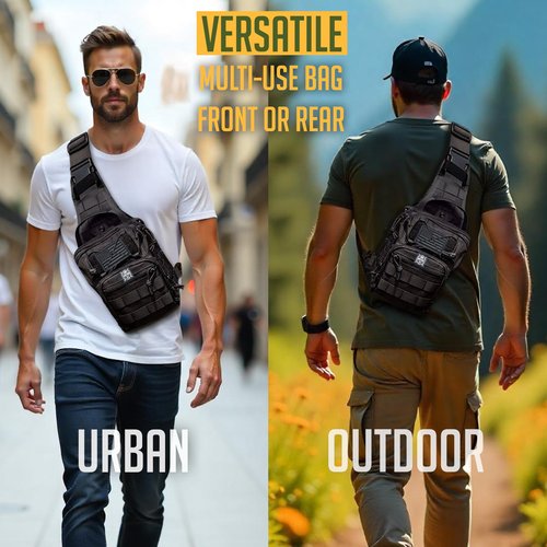 Monterra Tactical Shoulder Sling Bag for EDC, Crossbody, Outdoor Sports Gear and Equipment, Travel Daypack, Hiking Backpack, Camping Adventures, Survival Backpack, Hunting, Concealed Carry.