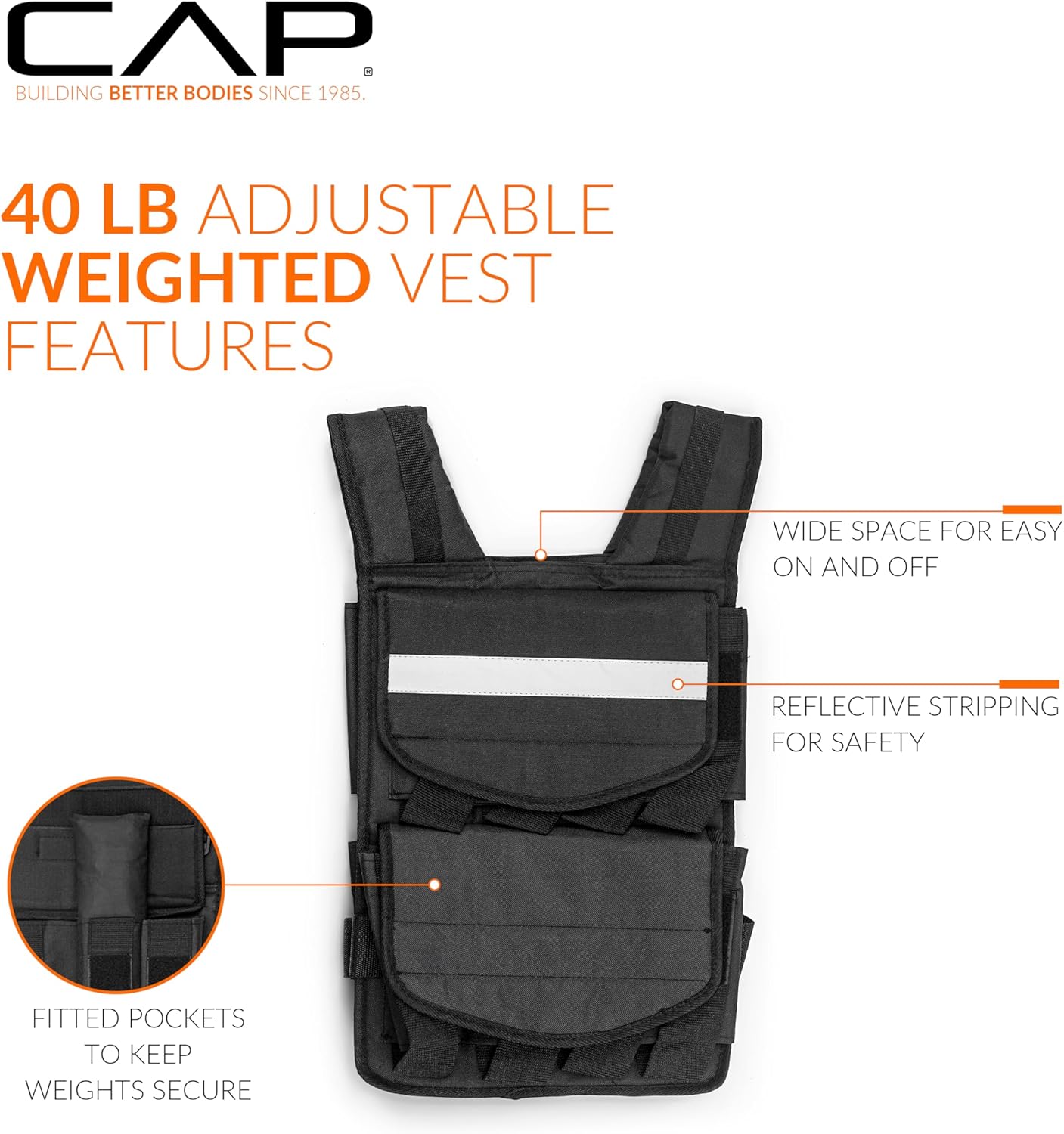 Adjustable Weighted Vest by CAP Barbell | Custom Fit for Enhanced Workouts