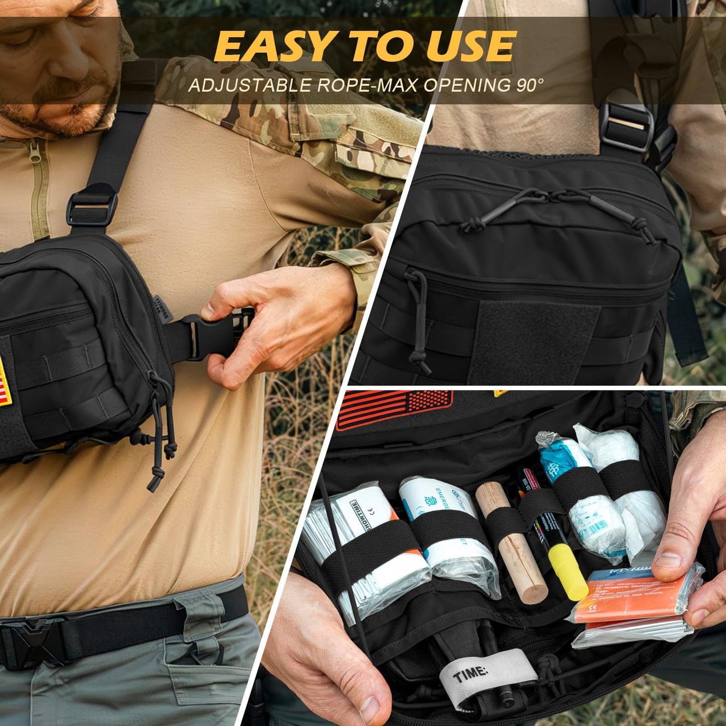 FEIWOOD GEAR Chest Pack Bag for Men, Tactical Concealed Carry Chest Pack with MOLLE，EDC Pouch Bag for Workouts, Running, Cycling, Hiking