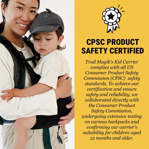 Trail Magik Kid Carrier | Ultra Lightweight Child Carrier for Hiking | Ultra-Compact Child Carrier to Attach Your Hiking Backpack for Kids 1+ Years, Up to 43 lbs Pounds (Black)