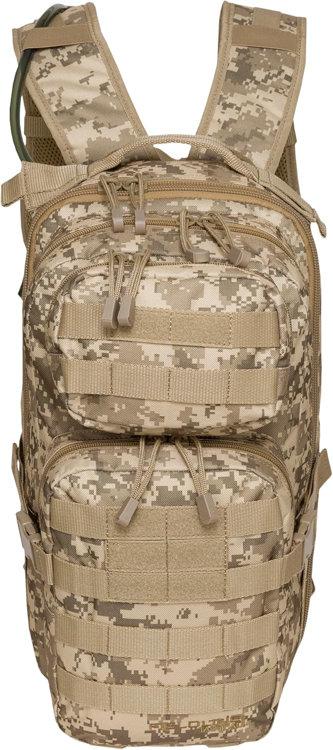 Surge Tactical Hydration Pack Military Backpack with MOLLE System | Survival Bug Out Bag | 22L Storage Capacity + 3L Reservoir (Digital Sand)