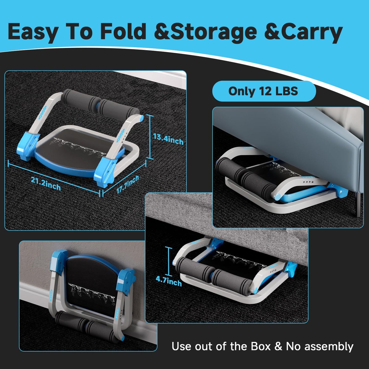 Ab Trainer/Crunch Machine, Ab Workout Equipment, 4 Adjustable Resistance, Sit Up Machine for Stomach Workout, 350 LBS Weight Capacity, Automatic Rebound,Fitness Equipment for Home