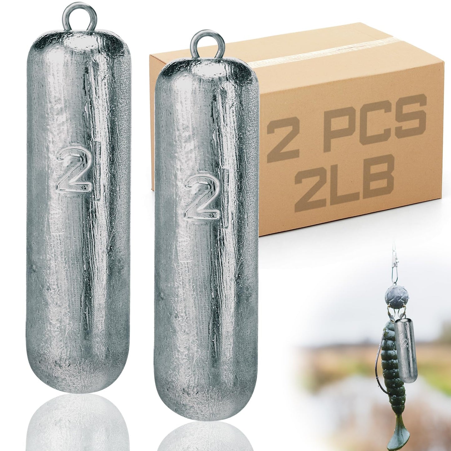 Gemscream Deep Drop Fishing Weight Metal Fishing Weights Drop Shot Weights Fishing Sinkers Drop Shot Weight for Saltwater Freshwater Fishing (2 lb)