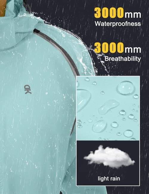 Little Donkey Andy Women's Lightweight Waterproof Cycling Jacket with Removable Sleeves & Hood for Biking Running Golf Blue Glow XS