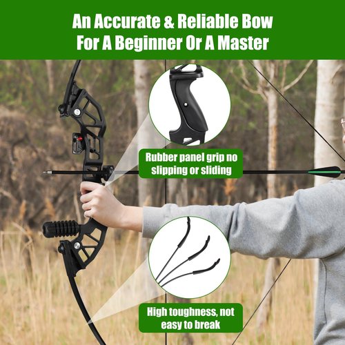 NorthSpoor 51" Recurve Bow and Arrow Adult Set, 40lb Takedown Archery Adult Bow Suitable for Outdoor Practice (Black)