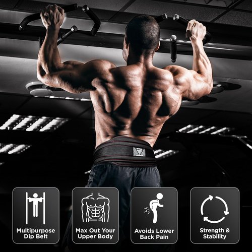 WYOX Dip Belt for Weightlifting – Weight Belt with Chain for Pullups, Gym Lifting Belt for Powerlifting, Squats, Bodybuilding, Heavy Duty Steel, and Workout Belt with Comfortable Neoprene Support
