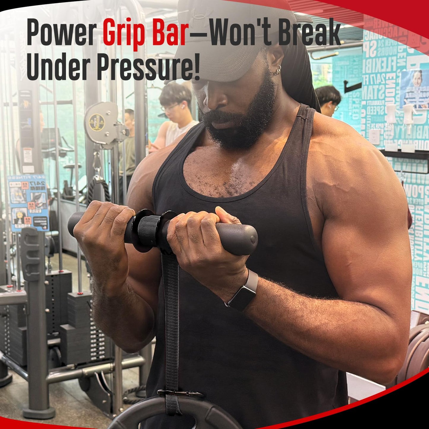 FitBeast Forearm Strengthener & Exerciser, Wrist Roller with Thicker Handle, Trainer with Adjustable Strap - Ideal for Grip Strength, Muscle Building, Rehabilitation (Black)