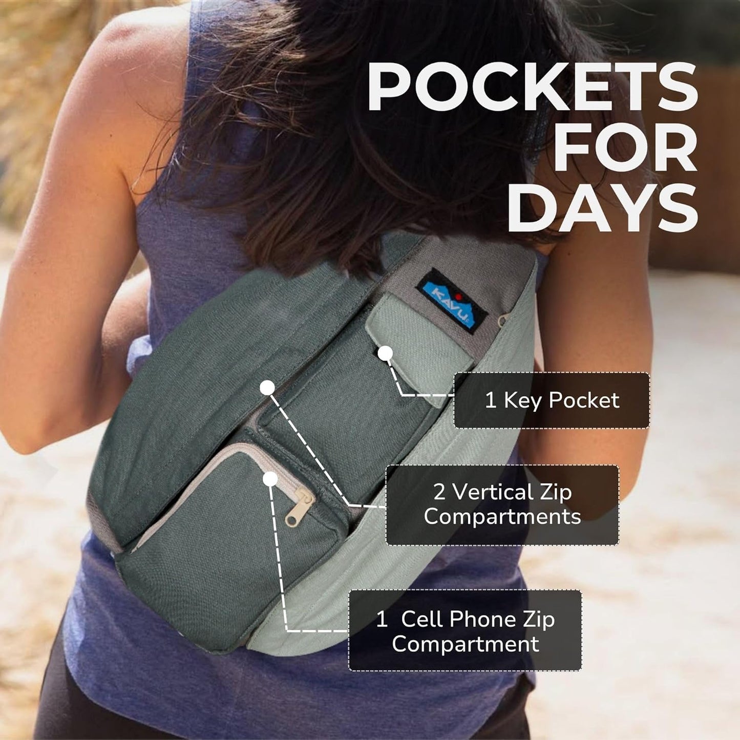KAVU Rope Bag - Sling Pack for Hiking, Camping, and Commuting
