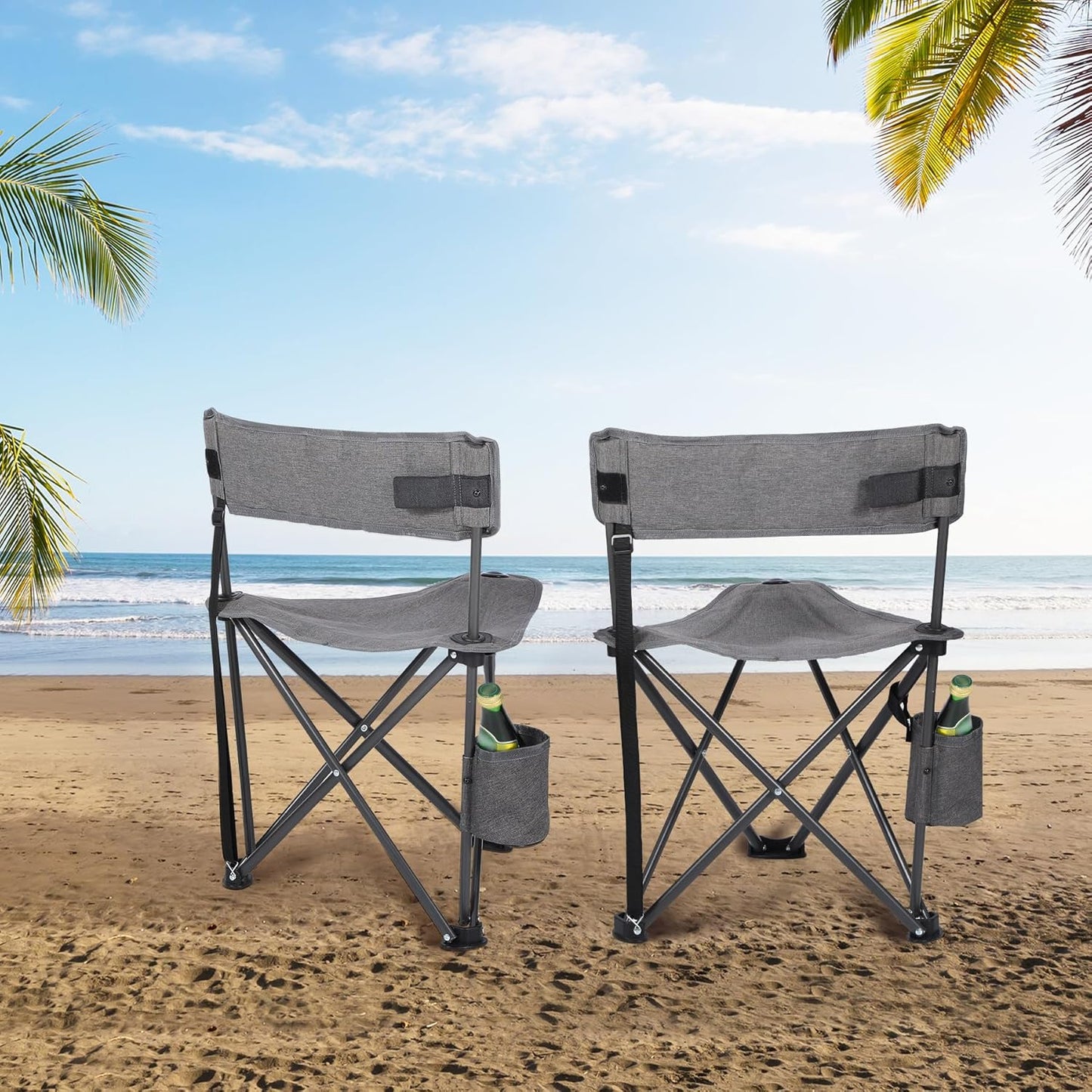 REDCAMP 2 Pack Tripod Hunting Chairs for Blinds, Folding Lightweight Portable Fishing Chair for Adults Hunting Stools with Backrest, Golf Chairs for Spectators, Camo