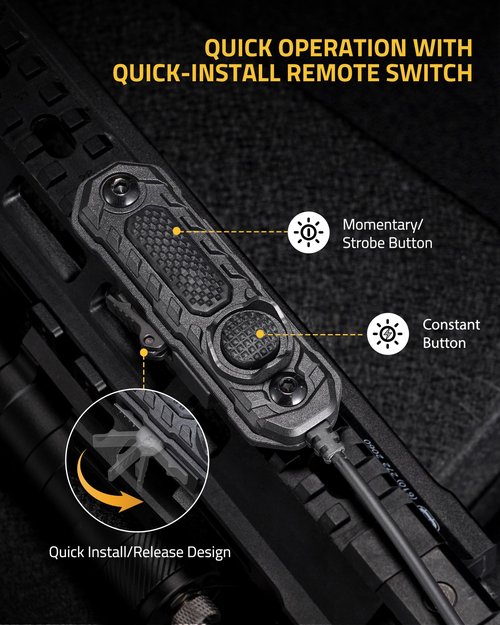 CVLIFE 1680 Lumens Rifle Light Laser Combo Compatible with M-Rail, USB Rechargeable Rifle Flashlight with Aiming Green Beam, Tactical Light for Rifle, Pressure Remote Switch Included