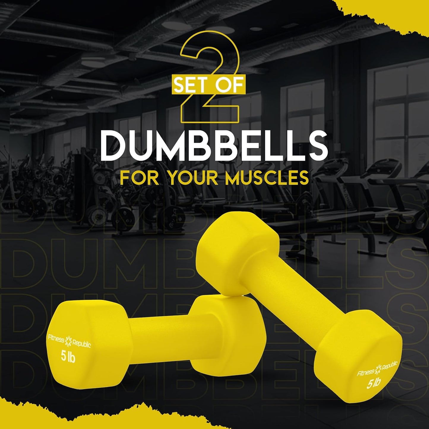 Neoprene Dumbbell Set of 2, Non-Slip, Hex Shape, Free Weights for Muscle Toning and Strength Building - Portable Home Gym Hand Weights