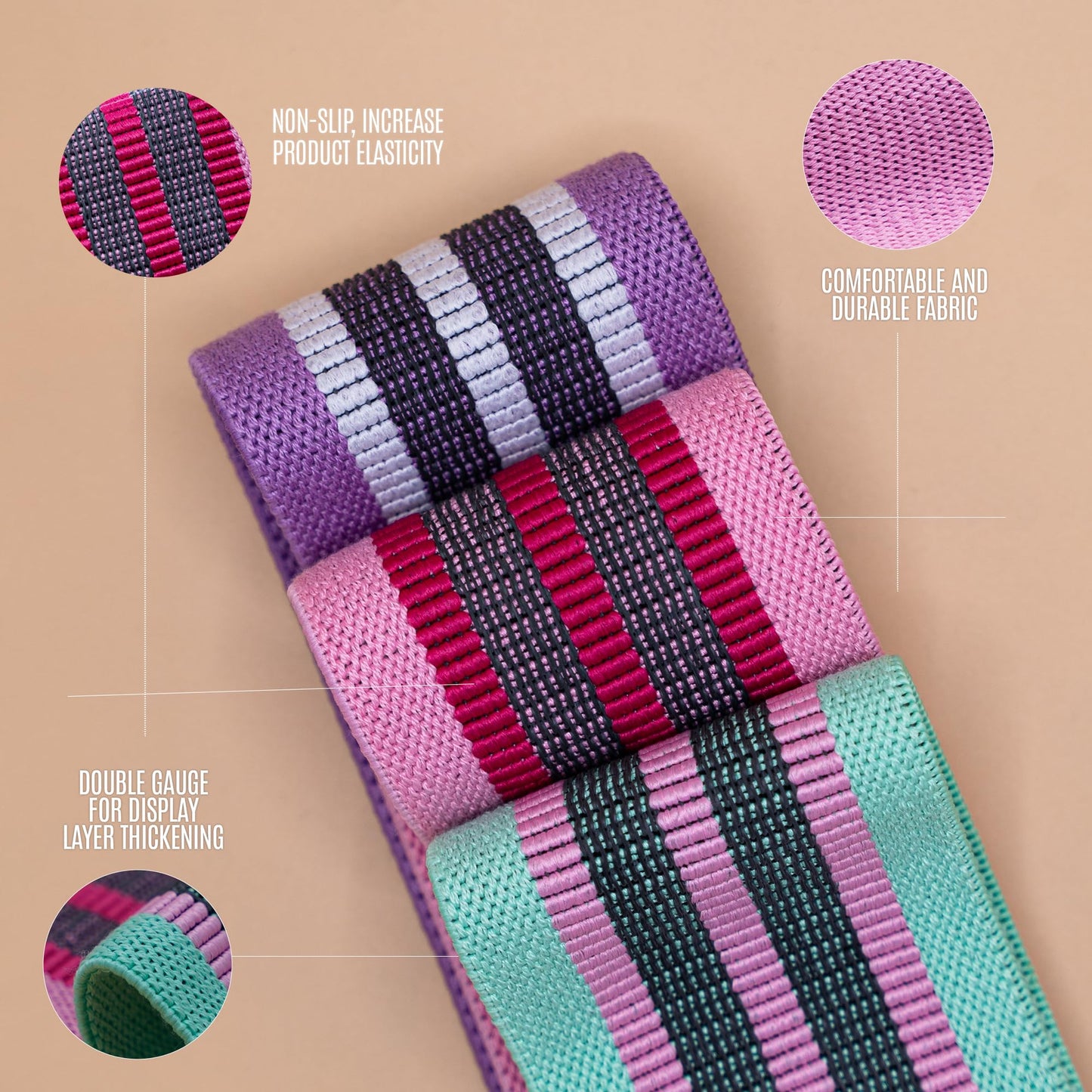 Generic Resistance Bands for Working Out - 3 Levels Exercise Bands for Full-Body Fitness - Booty Bands for Working Out - Exercising Bands for Home