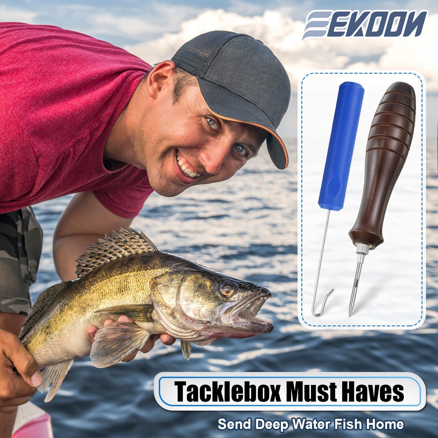 Feekoon Fish Venting Tool, Venting Kit for Deep Sea Fish with Hook Remover and Stainless Steel Needle, Fishing Tackle for Saltwater Fishing Release and Return(5 Pcs)