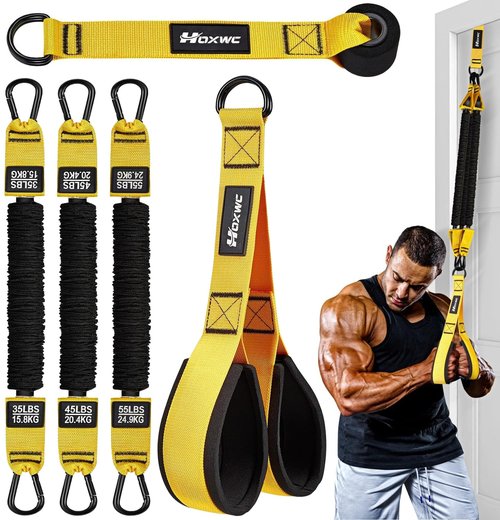 HOXWC Home Gym Equipment Resistance Bands, Workout Bands with Handles, Door Anchor, Tricep Rope Cable Attachment for Push Downs, Biceps Curl, Sculpt Your Triceps, LAT, Arms, Back, Abs, Shoulder