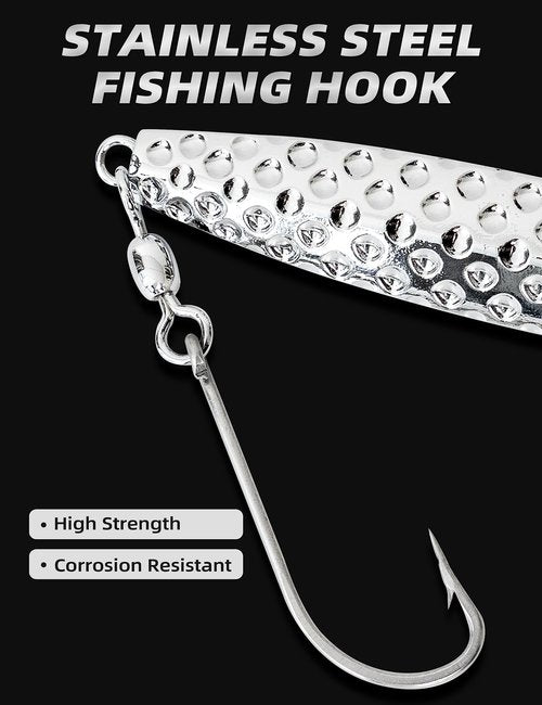 BLUEWING Hammered Diamond Jig Fishing Lures for Saltwater Deep Sea Sinking with Stainless Steel Hook, Chrome 12oz, 1pc