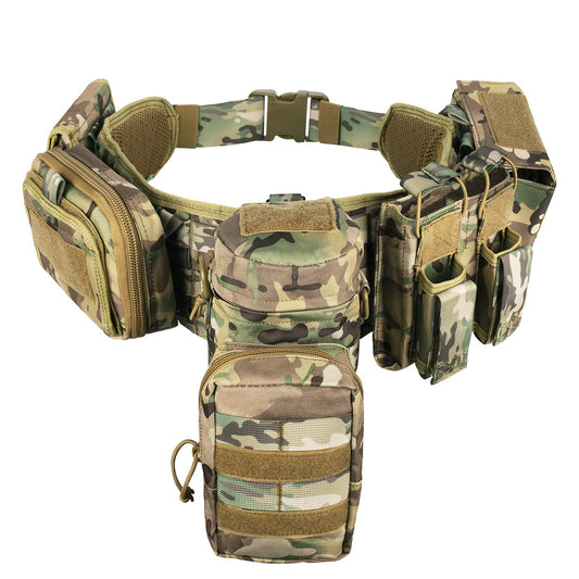 BOMTURN Tactical Battle Belt Military Molle War Duty Belt Law Enforcement for Police Army 7 in 1 Set