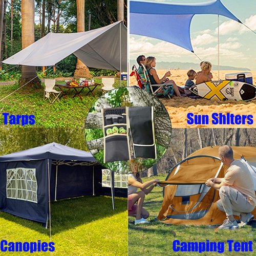 Cyauatt 10 Pcs Heavy Duty Tent Stakes and Camping Hammer Set,10in Metal Tent Stake for Lawn,Ground and Beach,Camping Tent Kit with Tent Stakes,Hammer, Reflective Rope,Tent Clamps and Storage Bag