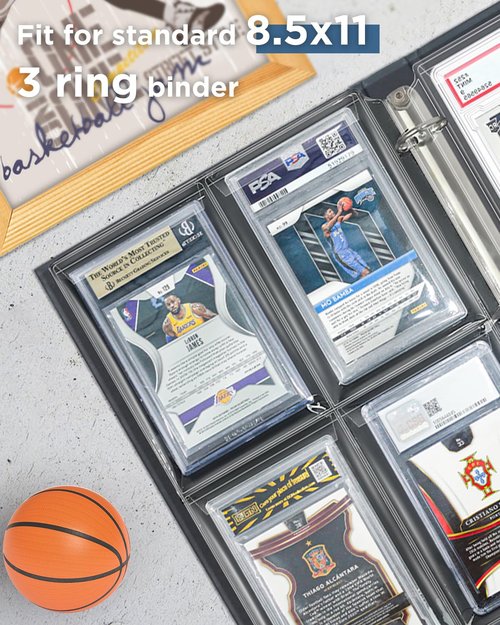 CollectHall Graded Card Sleeves, PSA Graded Card Slab Binder Pages for Storage & Display, Compatible with PSA, BGS, CGC Graded Sports Cards and One-Touch Magnetic Card Holders- 12 Pages