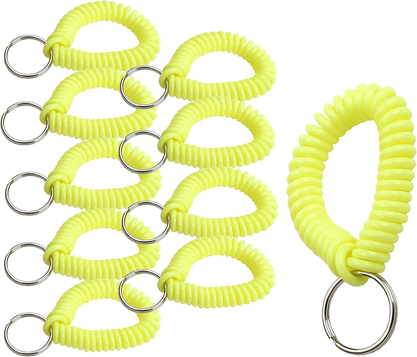 ucky Line 2” Spiral Wrist Coil with Steel Key Ring, Flexible Wrist Band Key Chain Bracelet, Stretches to 12”, Purple, 10 Pack (41065)