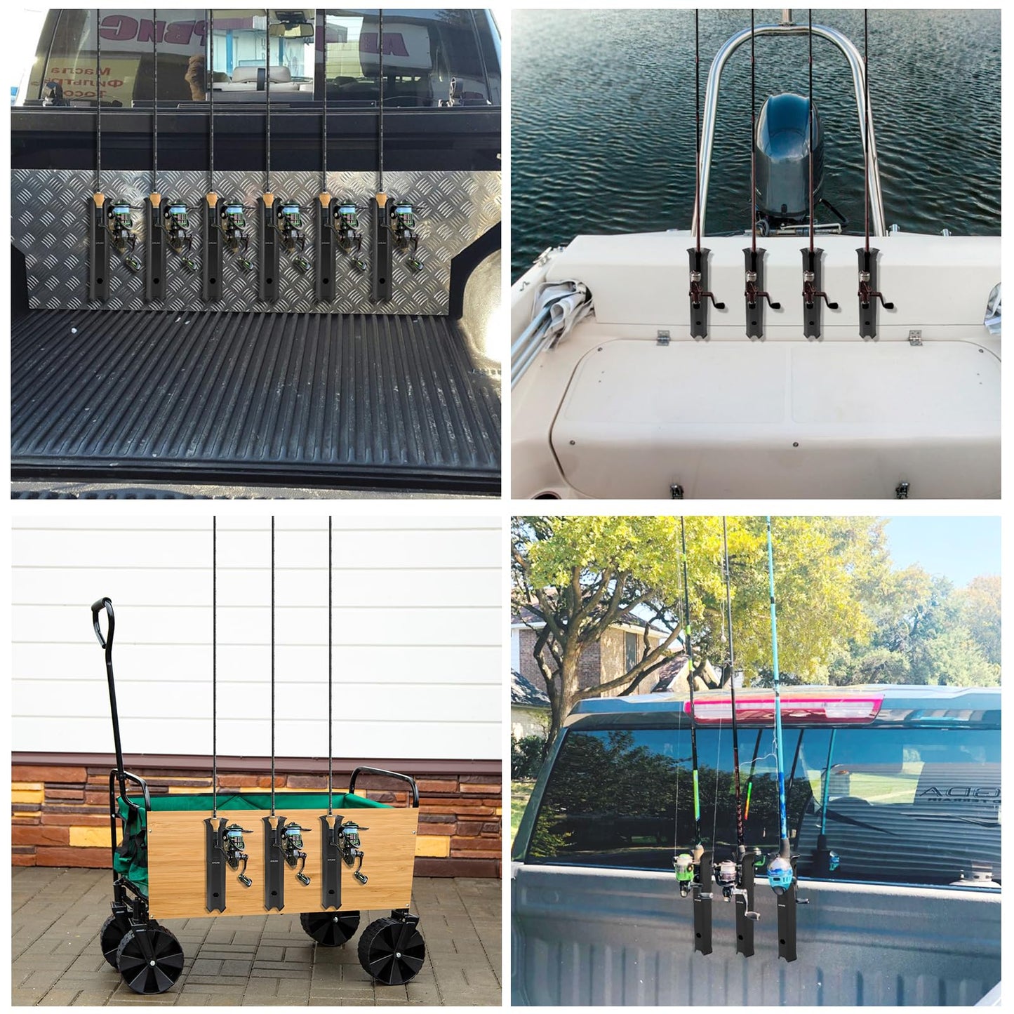 AMURS 6-Tube Fishing Rod Holder, Wall Mounted Rod Holder with 6inch Ball Bungee Cords and Screws for Boat Kayak Cooler Trailer Portable