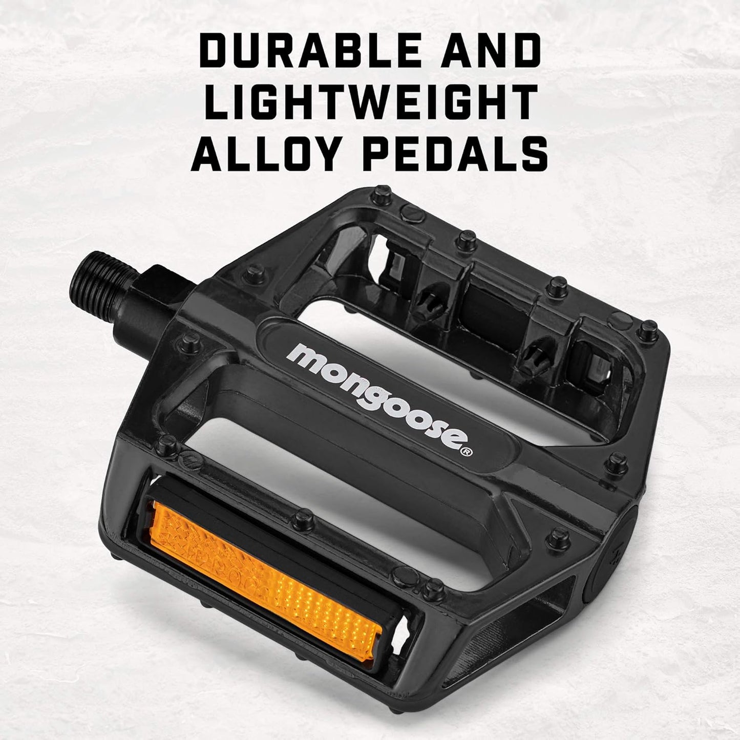 Mongoose Mountain Bike Pedals, Black or Blue, Set of 2, Lightweight and Durable Alloy Stands Up to Tough Riding, with Reflectors, Fits 1/2" or 9/16" Cranks, Easy Installation, Replacement Bike Pedals