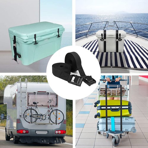 Battery Tie Down Straps for Boats,Heavy Duty Cam Buckle Straps Cooler Tie Down Kit with Stainless Brackets and SS Screws Used for Fuel Tank, Cooler, YETI, RTIC, RV