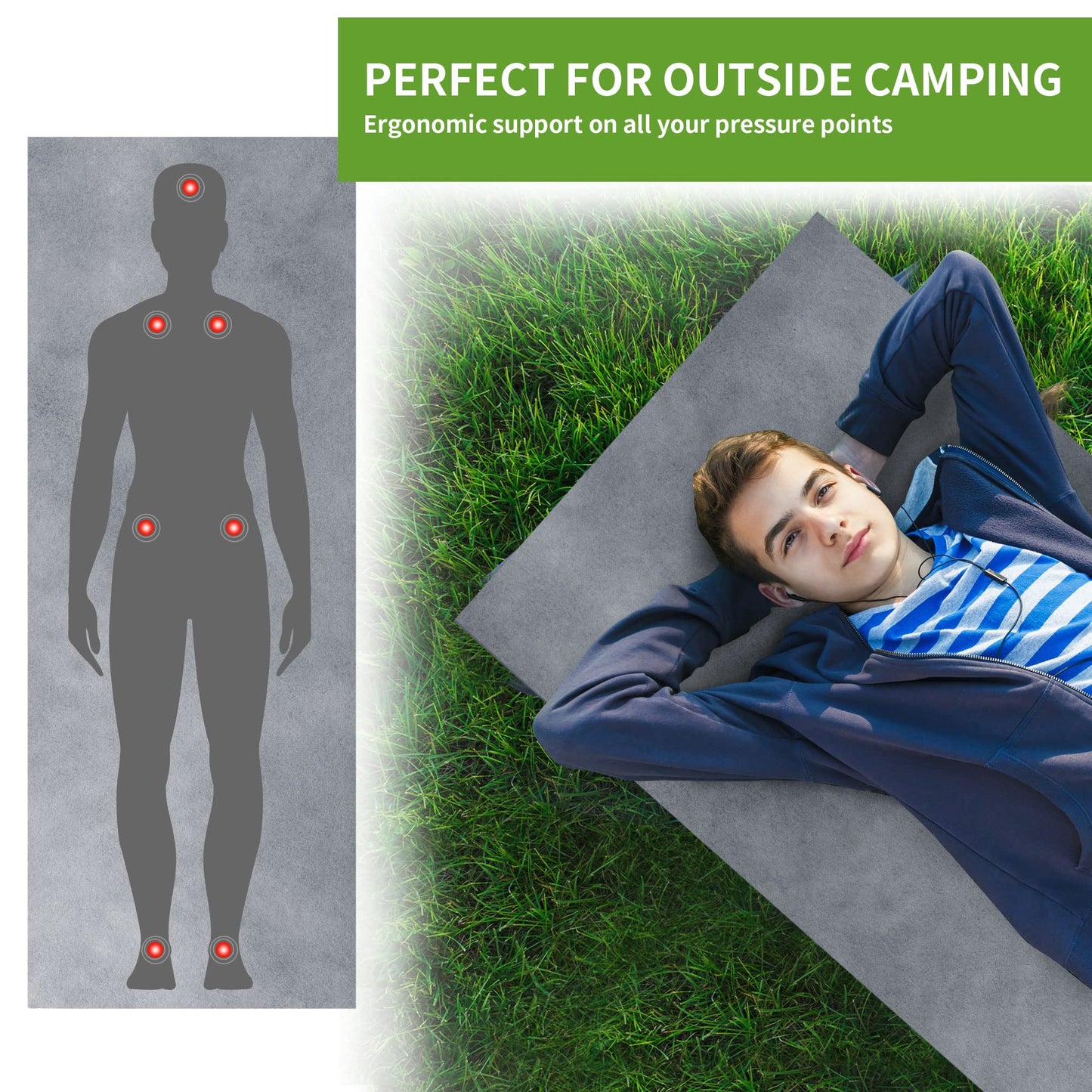TONAHUTU Memory Foam Camping Mattress Pad, Portable Sleeping Pad Roll Up Travel Mattress Waterproof Foldable Floor Cot Mattress Guest Bed for Sleepover 72'' x 24'' x 3''