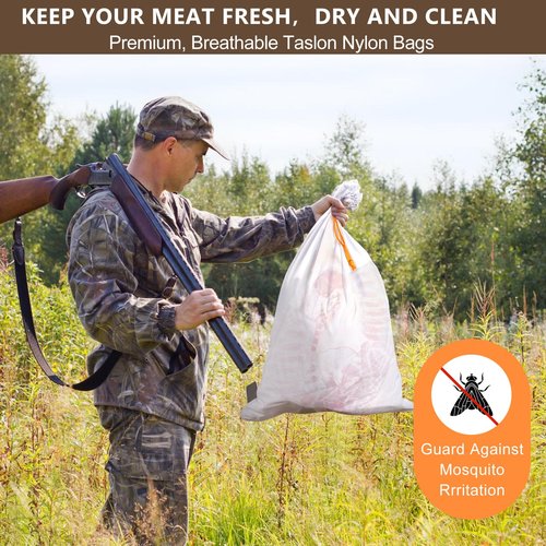 Elk Quarter Meat Bags 5-Pack - 33" x 20" Heavy Duty & Breathable Game Bags for Packing Out Deer, Antelope,Moose & Caribou | Reusable with Reflective Strips