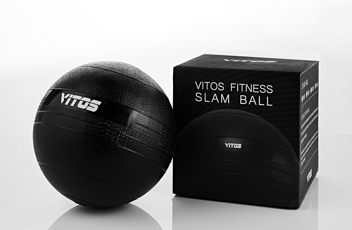 Vitos Fitness Exercise Slam Medicine Ball 10 to 100 Pounds | Durable Weighted Gym Accessory Strength Conditioning Cross Training Core Squats Lunges Spike Ball Rubber Weight Workout