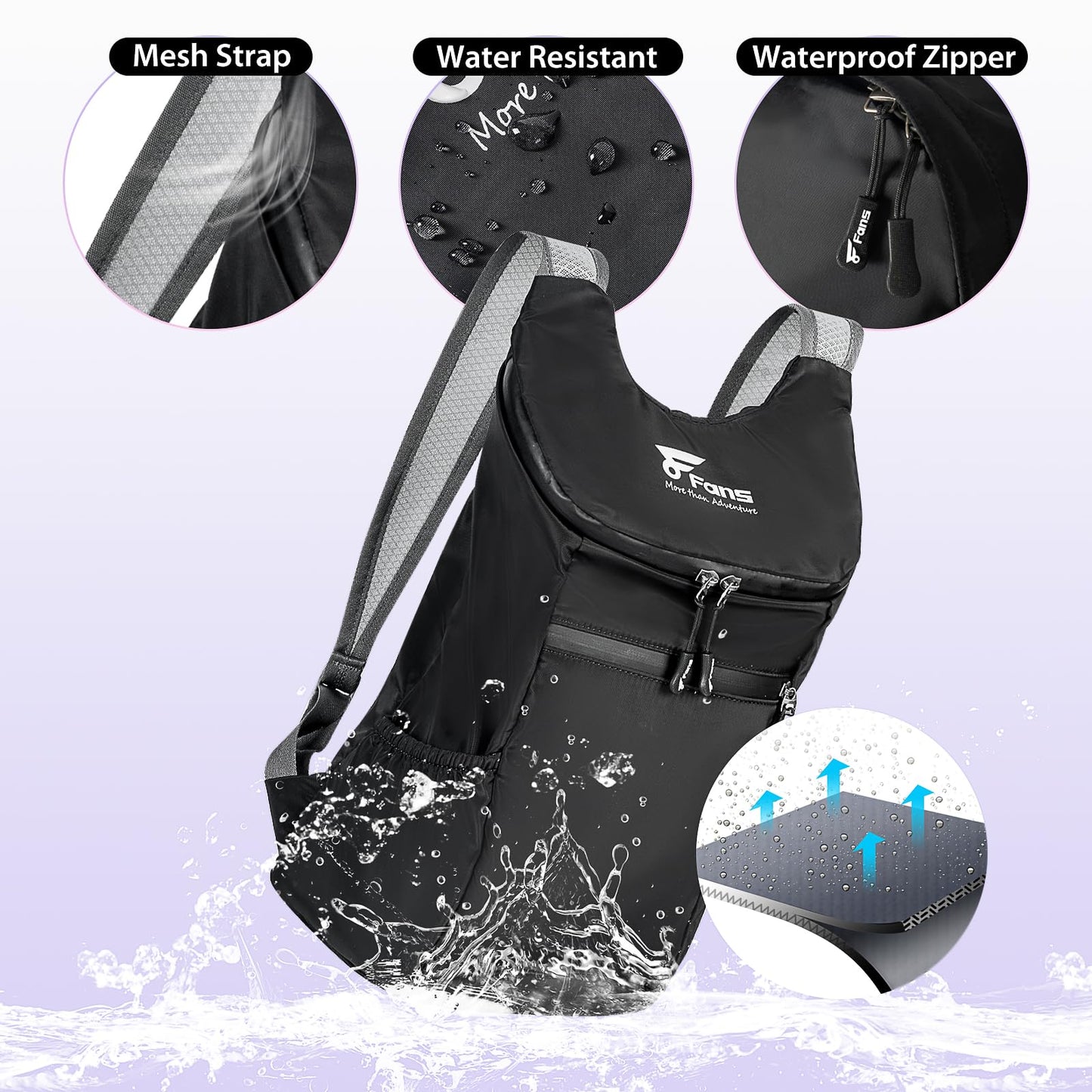 8 Fans 12L/20L Hiking Backpack, Waterproof Packable Travel Daypack-Lightweight Back Pack Outdoor Foldable Rucksack (12L)