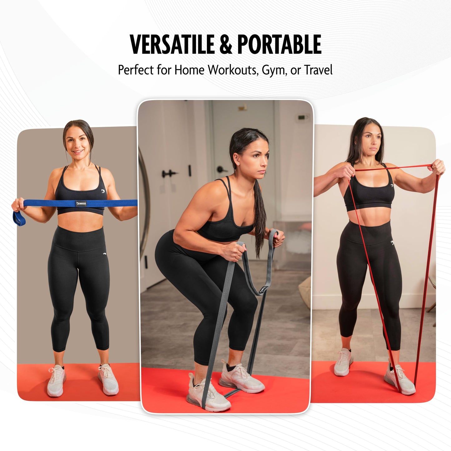 DMoose Fabric Resistance Bands for Working Out, Long Workout Bands, Pull Up, Thick Cloth, Long Resistance Band, Non Slip Long Bands for Working Out (Pack of 3)