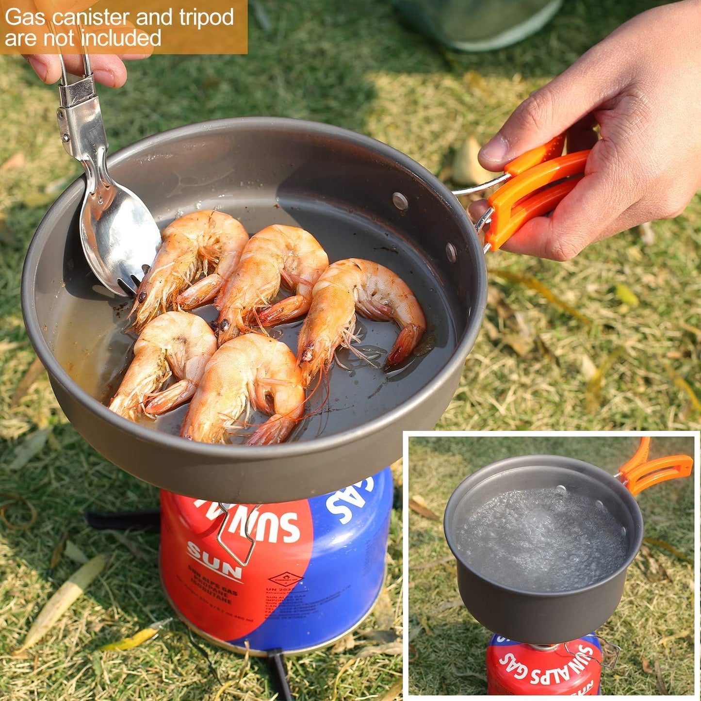 REDCAMP 6/10/11/12/14/15/19 PCS Camping Cookware Mess Kit Camping Gear Campfire Utensils Lightweight Stackable Pot Pan Bowls Soup Spoon with Storage Bag for Camping, Backpacking, Outdoor Cooking