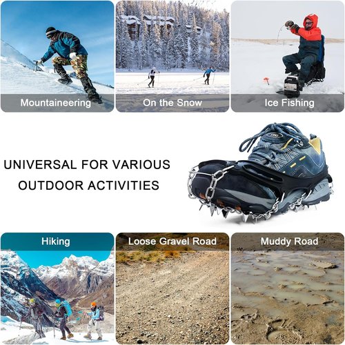 Non-Slip Gripper Spikes for Shoes and Boots - 26 Stainless Steel Spikes for Superior Traction on Ice and Snow - Shoe Talons Anti-Slip Design for Safe Walking, Jogging, Climbing, and Hiking (X-Large)