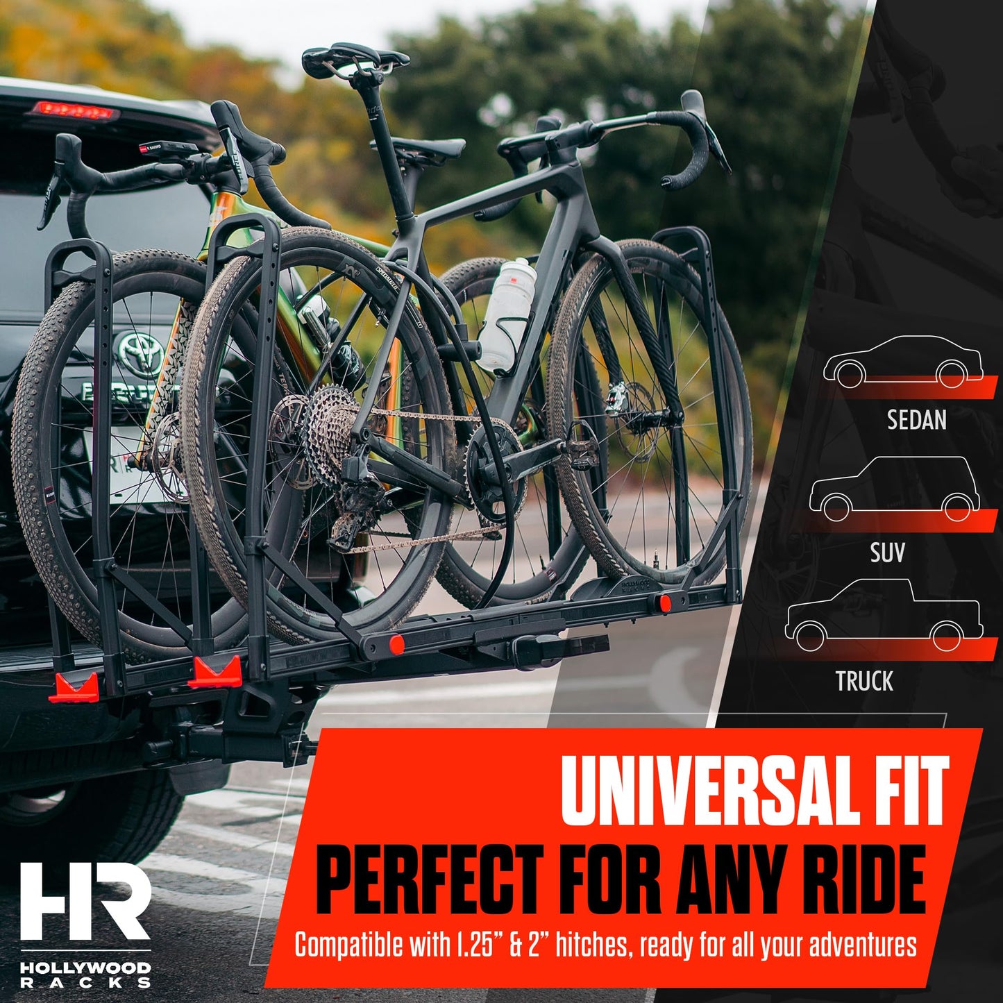 Hollywood Racks CrossTrack 2 Bike 1.25" Hitch Mount Bike Rack for Cars, Trucks & SUVs – Secure Frameless Design and Easy Tilt for Trunk Access – Premium Bicycle and E-Bike Carrier