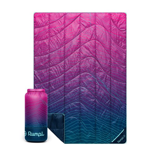 Rumpl Backcountry Puffy Blanket - Packing Comfort Into Uncomfortable Places, 100% Recycled Polyester Insulation, Lightweight, Packable, Water Resistant, 52" x 75", Moraine