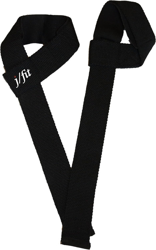 JFIT Padded Weight Lifting Straps, Black