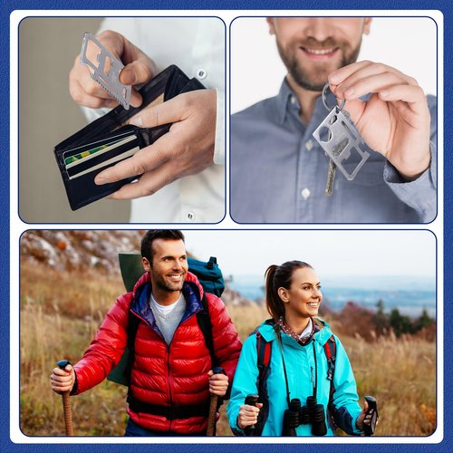 WILLBOND 24 Sets Stainless Steel 11 in 1 Survival Pocket Tools Credit Card Multitool Wallet Pocket Card Multipurpose Scale Double Tool Bottle Opener for Christmas Men Gift(Silver)
