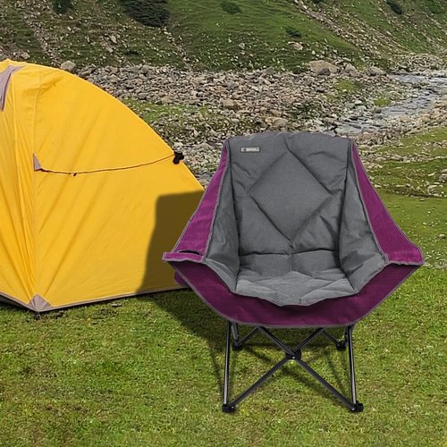 CAMPHILL Folding Camping Chair,Oversized Portable Camping Chair with Cup Holder,Heavy Duty Padded Lawn Chair for Camping, Tailgates, Beach, and Sports