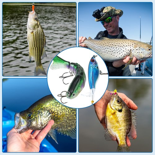 SMMYMGF Fishing Lures Tackle Box Kit,Saltwater Freshwater Fishing Gear and Equipment,Including Bionic Swimbait,Top Water baits,Soft Plastic Baits, Accessories etc for Bass,Trout, Salmon.