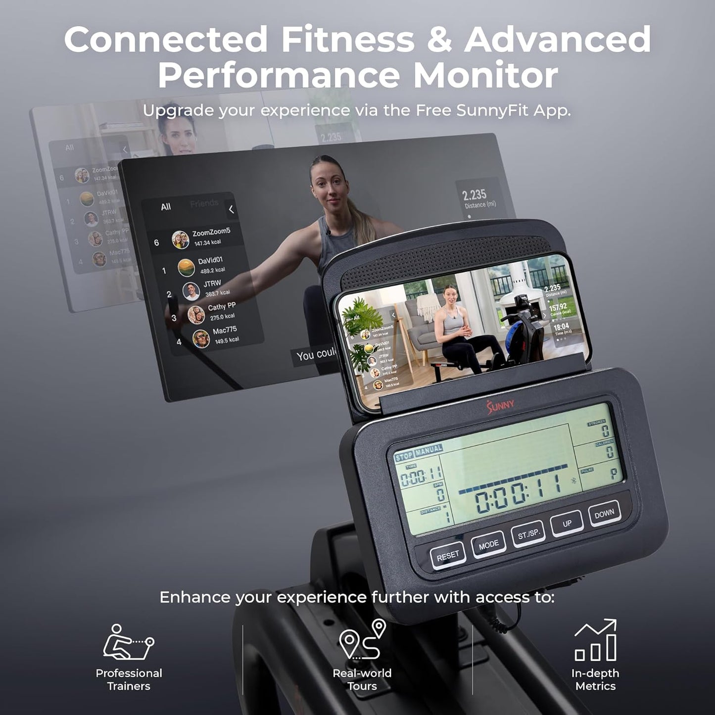 Sunny Health & Fitness Foldable Rowing Machine for Home - Full-Body Low-Impact Workout, Quiet Operation & Free SunnyFit App