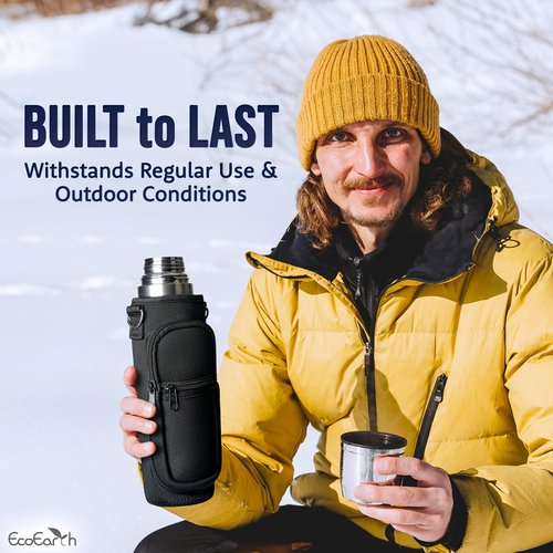 EcoEarth - Water Bottle Carrier Bag - Bottle Pouch Holder - Adjustable Shoulder Sling Strap & 2 Convenient Pockets - Hydration Solution for Hiking, Running, Walking & Everyday Adventures
