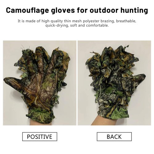 SXAOZYRS 2-Piece Set Ghillie Camouflage 3D Leafy Full Face Mask Camo Hunting Gloves, Turkey Camo Hunter Hunting Accessories for Turkey Hunting Fishing Hunting Tactical Camouflage