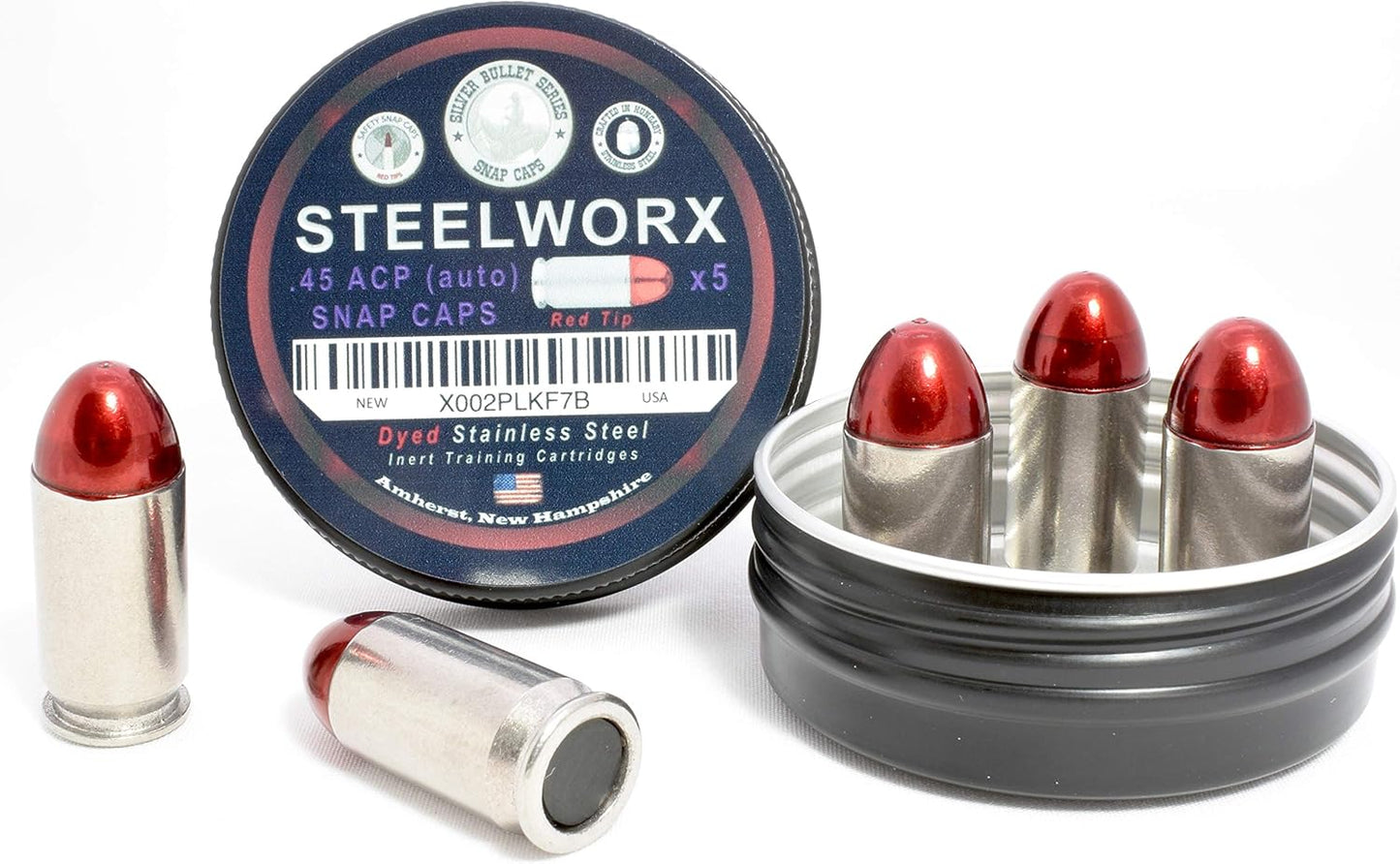 Steelworx 45 ACP (Auto) Stainless Steel Snap Cap Training Round