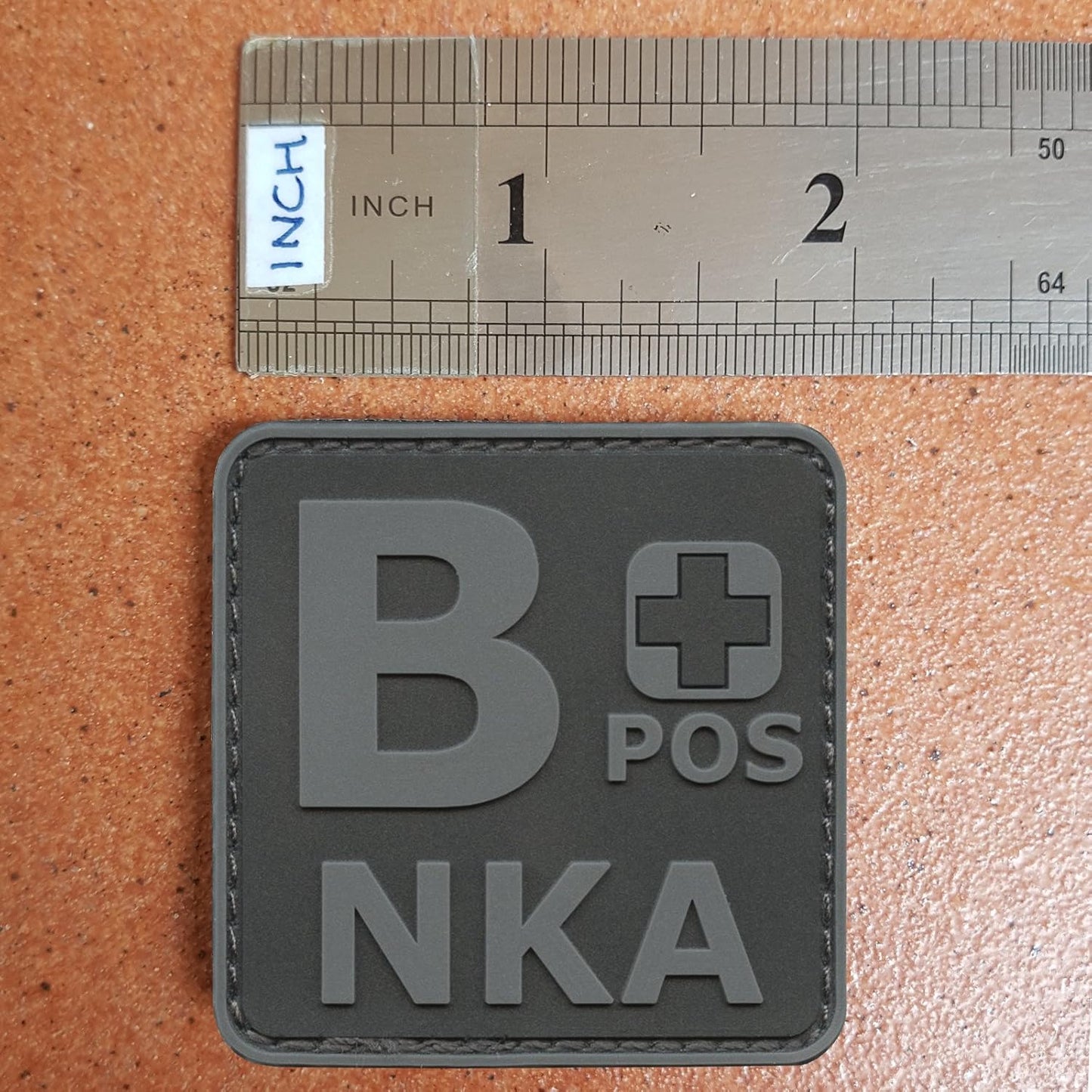 PVC First Aid Patch 2x2 B Positive Patch Compatible with Velcro PVC Patches for Hats Plate Carrier Patches for Caps Ifak Patch First Aid Kit Patch B Pos Blood Type Patch (Blackout Subdued)