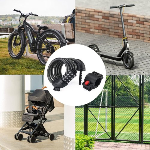 Hidoes Premium Bike Lock, 48 Inches Bike Cable Lock, Durable 4 Digit Resettable Combination Coiling Bicycle Lock, Heavy Duty Anti Theft Cable Locks with Mounting Bracket, 1/2 Inch Diameter