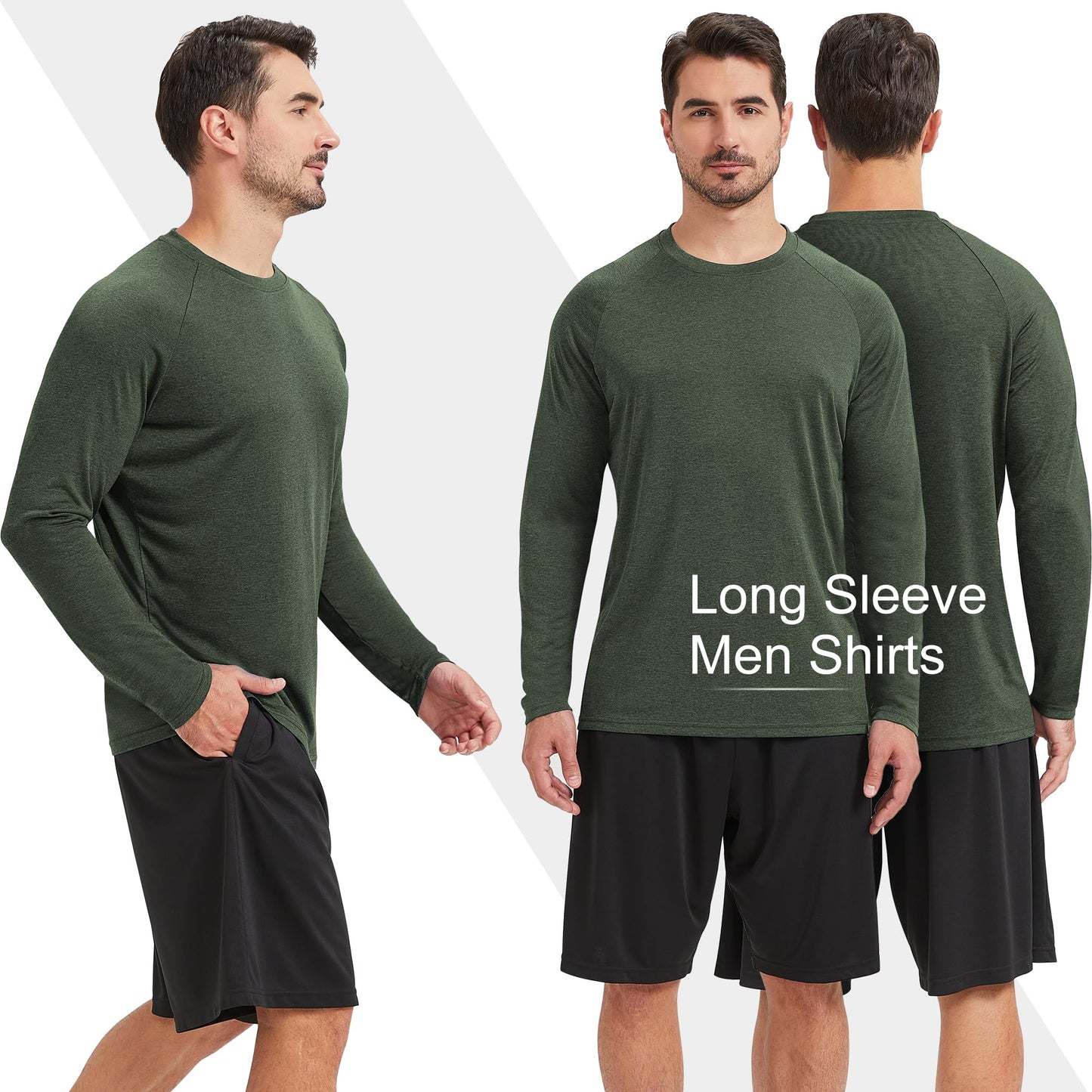 MLYENX 4 Pack Long Sleeve Shirts for Men UPF 50+ UV Sun Protection Quick Dry Moisture Wicking Workout Tee Shirts 3XL