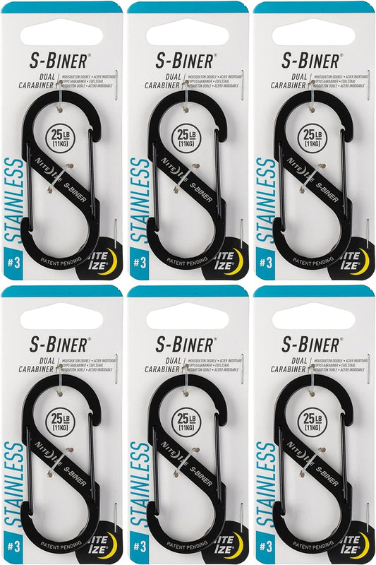 S-Biner, Size 3, Black ( 6 pack )