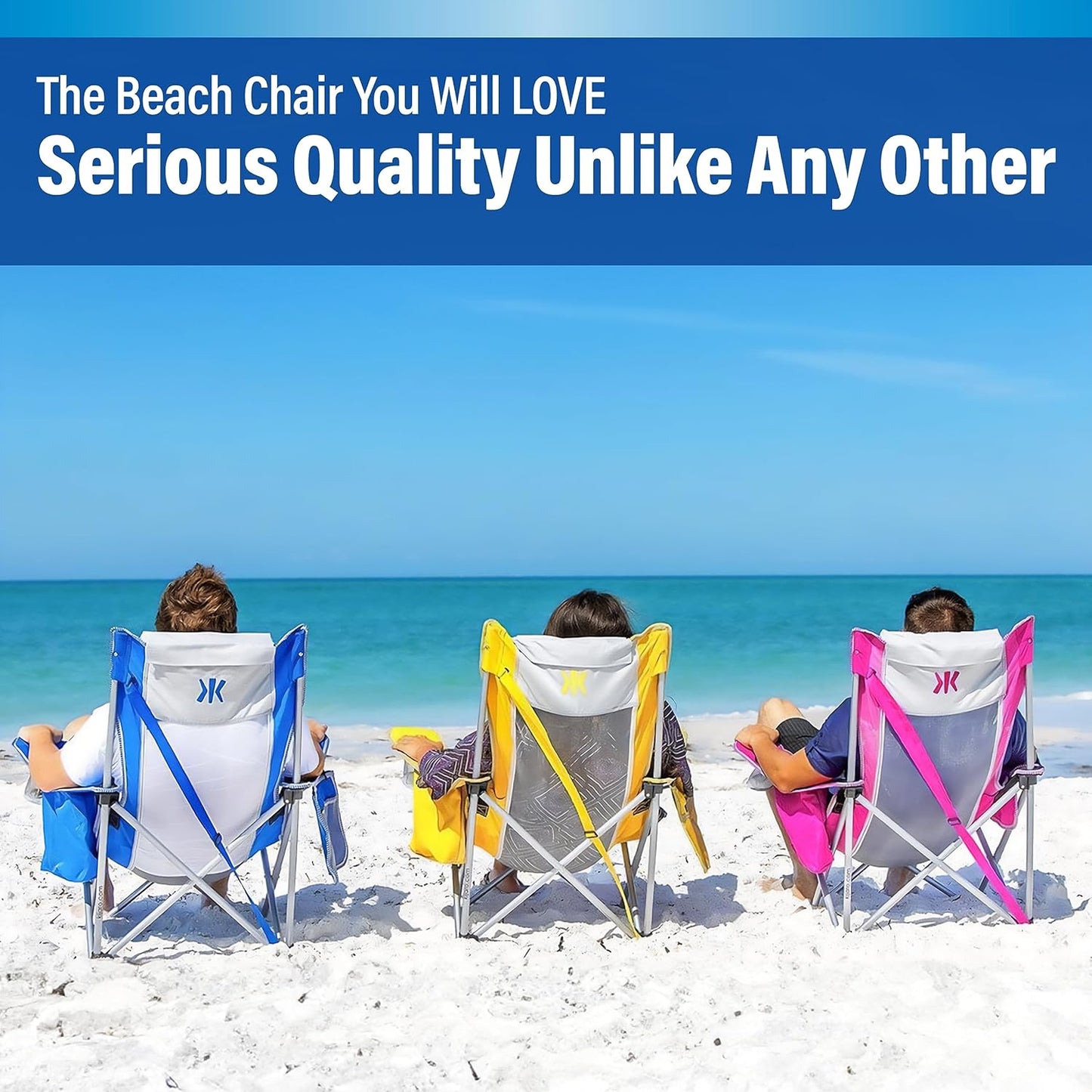 Kijaro Beach Sling Chair with Cooler Pocket - Various Fun Colors & Patterns - Perfect Beach Folding Chair and Camping Chair - Includes a Detachable Pillow