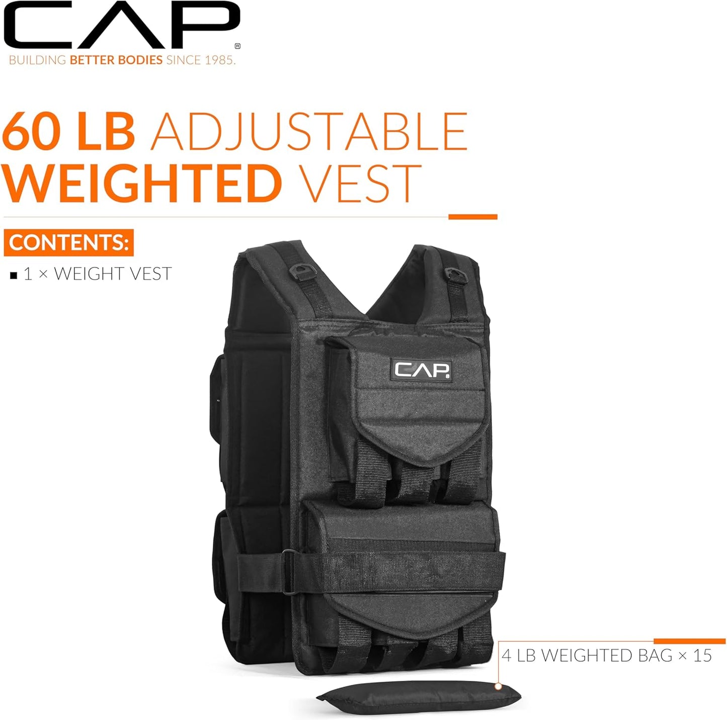 Adjustable Weighted Vest by CAP Barbell | Custom Fit for Enhanced Workouts